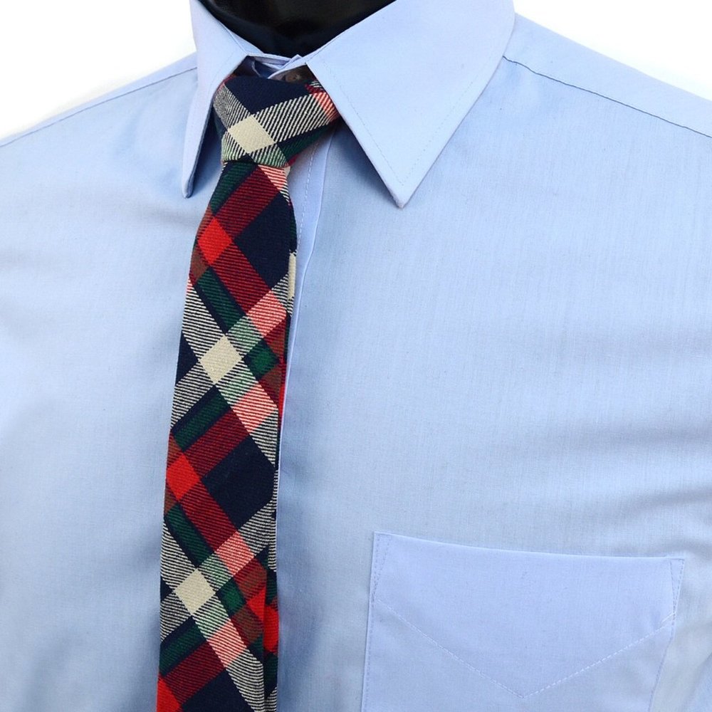 Men's Plaid Flannel 2.25" Cotton Slim Neck Tie - Picture 2 of 5